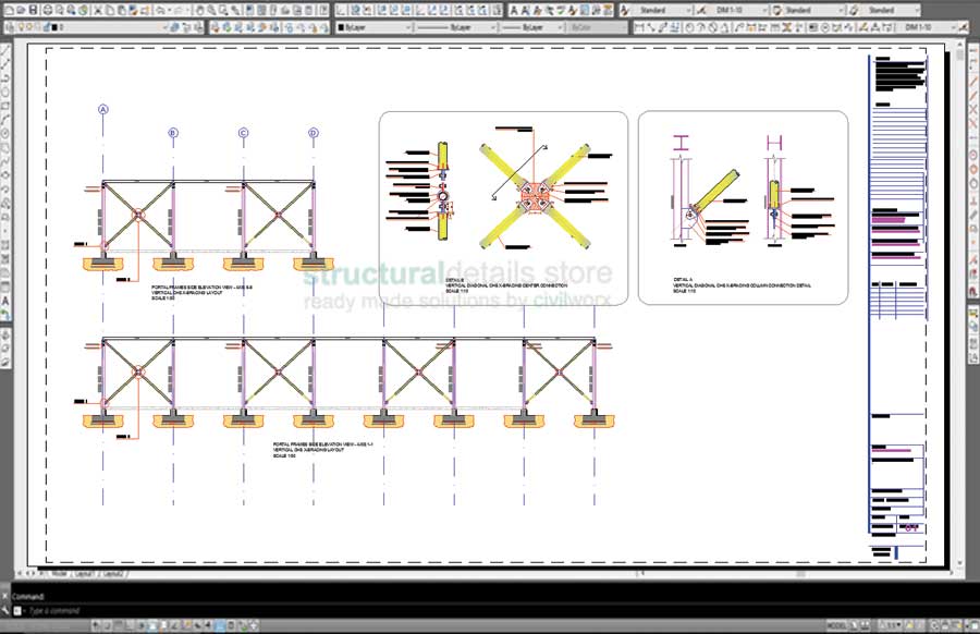 Steel Frame Hangar Complete Design Drawings