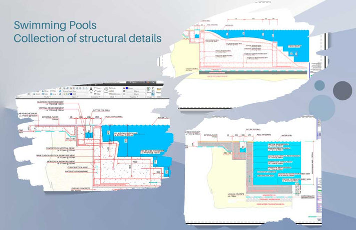 Swimming Pool Collection of Construction CAD Details - structuraldetails