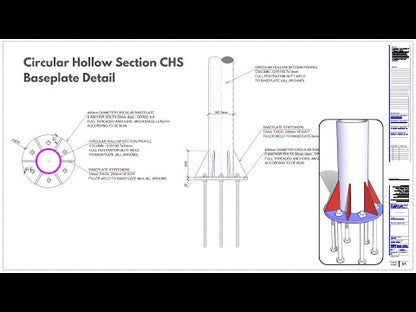 Circular hollow section CHS Column Baseplate Detail