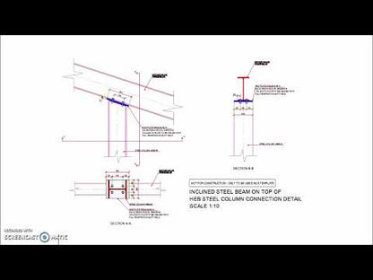 Inclined Steel Beam On Top of HEB Steel Column Connection Detail