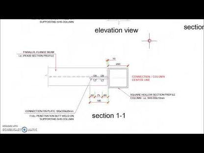 Steel Beam SHS Column Simple Fin Connection Detail