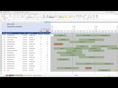 Hotel Rooms Matrix Booking Registry Excel Template