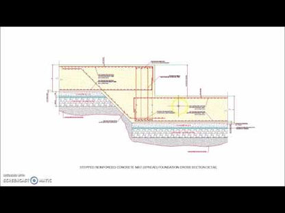 Stepped Reinforced Concrete Mat Spread Foundation Detail