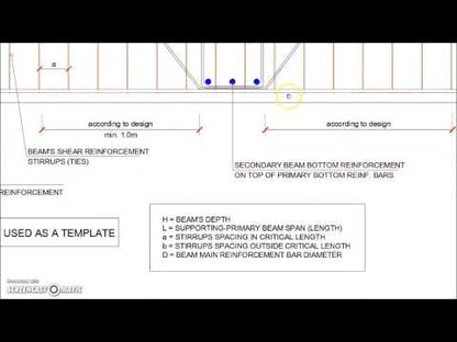 Secondary Concrete Beam Supported on Primary Beam Cross Section Detail