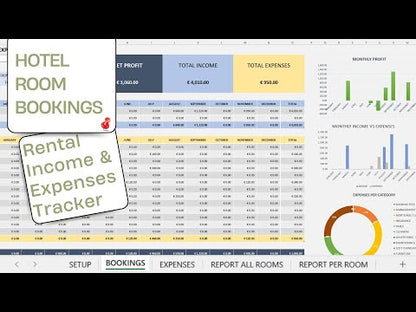 Hotel Rooms Bookings Financial Tracker Excel Template