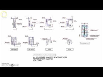 All types of reinforced concrete stairs reinforcement plan views