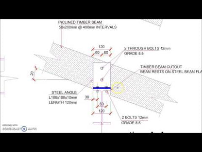 Inclined Timber Beam Supported on Top of Steel Beam