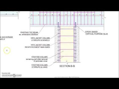 Column Jacketing Anchorage to Top Beam Slab Detail