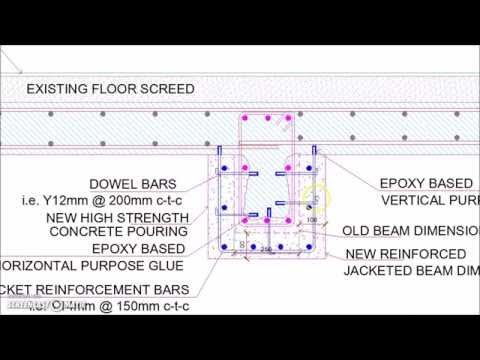 Reinforced Concrete Slab Beam Jacketing CAD Details - structuraldetails