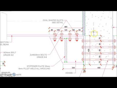 Expansion Joint Steel Beam Connection Detail to Reinforced Concrete Beam