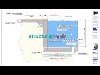 Skimmer Type Swimming Pool Retaining Wall Detail