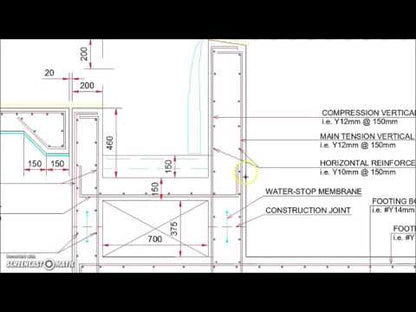 Infinity Type Swimming Pool Retaining Wall with Catch Pool Detail