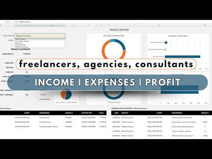 Project Financials Profit Tracker Excel Template