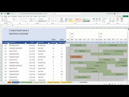 Hotel Rooms Matrix Booking Registry Excel Template