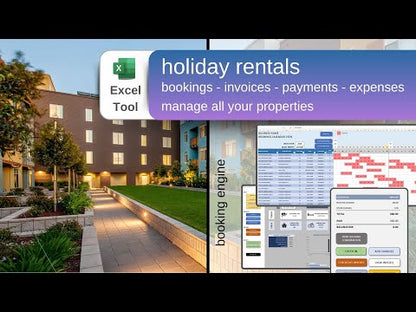 Rental Properties Management Excel Tool Bookings Financials