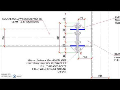 SHS Beam Column Endplate Moment Connection Detail