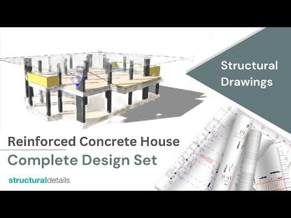 Complete structural design drawings for a reinforced concrete house