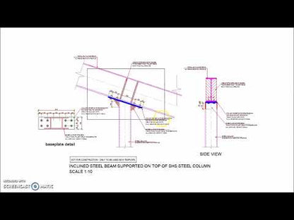 Inclined Steel Beam on Top of SHS Steel Column Connection Detail