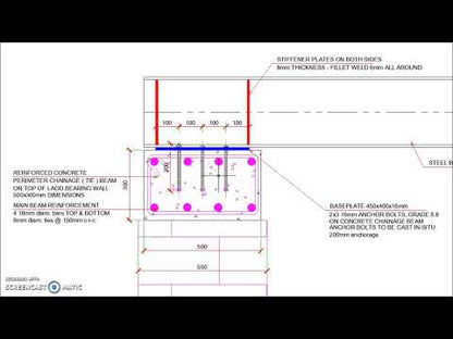 Steel Beam Connection Detail on top of Masonry Stone or Brick Load Bearing Wall