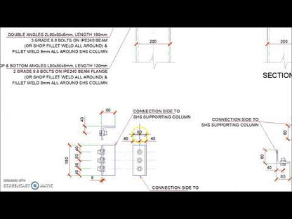 Steel Beam Angles Moment Connection to SHS Column Detail