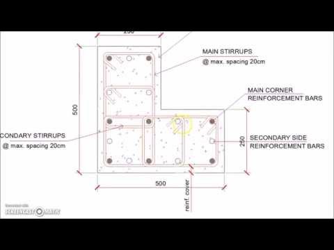 L Shaped Corner Column Reinforcement CAD Details -structuraldetails