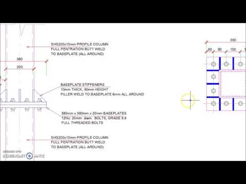Column Transition SHS Steel Column Splice Connection CAD Detail Drawing - structuraldetails