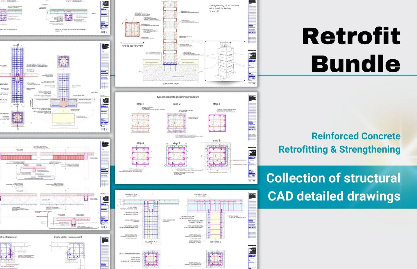 Reinforced Concrete Retrofit Bundled Set of Details