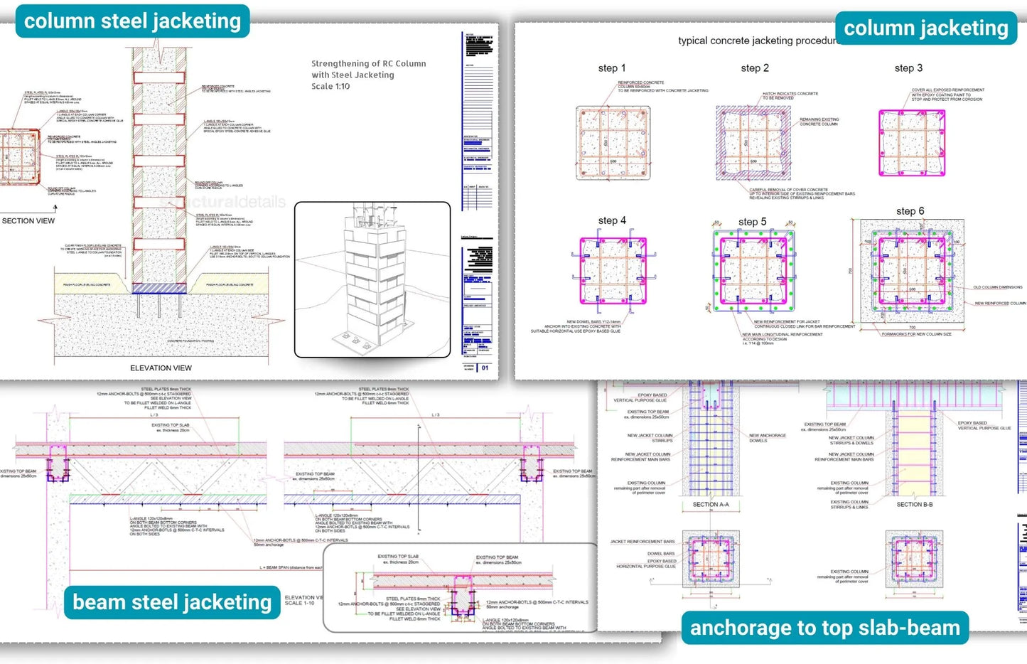 Reinforced Concrete Retrofit Bundled Set of Details
