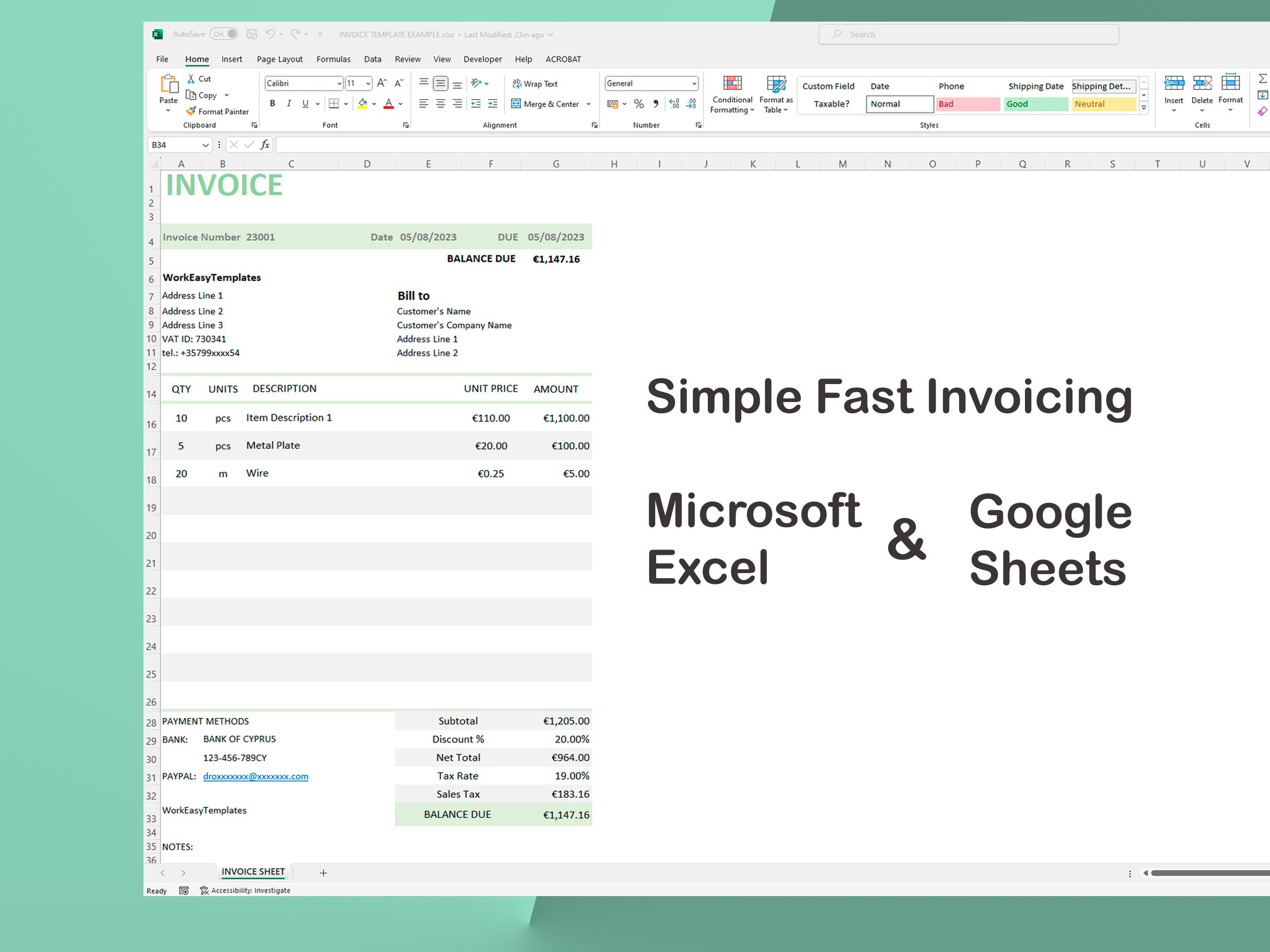 Invonic Simple Excel Simple Invoice Excel Template - structuraldetails