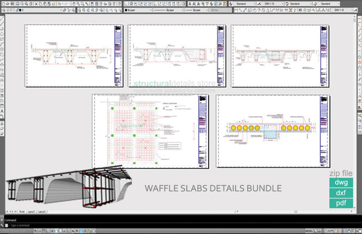 Reinforced Concrete Slabs CAD drawings - structuraldetails